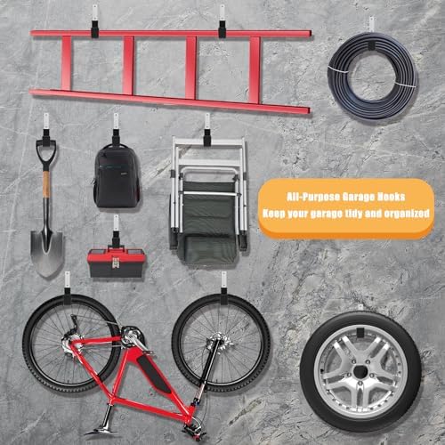 Heavy Duty Utility Hooks for Wall Mount, Garage Wall Hooks, Multi-Use Hose, Bike, Ladder, Chainsaw & Leaf Blower Hanger - 2 Medium (2 M) - Image 6
