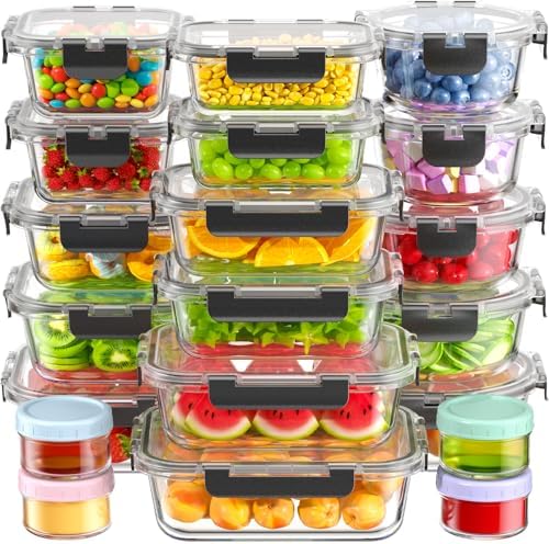 Canfanni 40 Piece Glass Food Storage Containers with Airtight Lids by Canfanni