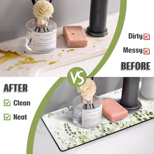 Sink Faucet Absorbing Mat, 2 Pack Drying Mat Around Faucet Sink Splash Guard Behind Faucet Sinkmat For Kitchen Bathroom Island Rv 24 * 5.5 Inch (60 * 14 cm) - Image 3