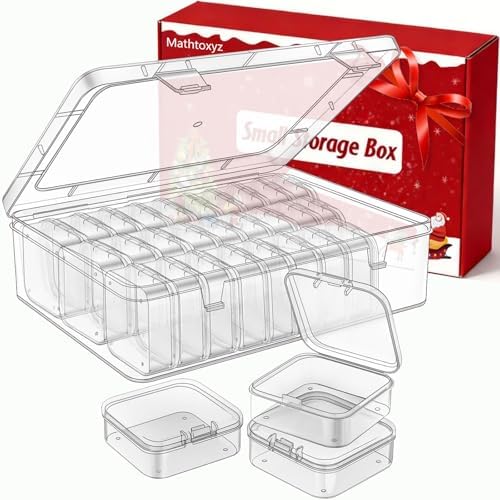 Mathtoxyz Bead Organizer Box, 30Pcs Small Beads Organizers and Storage Plastic Cases Mini Clear Dimond Storage Containers Boxes with Hinged Lid and Rectangle for Bracelet Making DIY Jewelry Craft Nail by MathtoxyzCreateaBetterLife