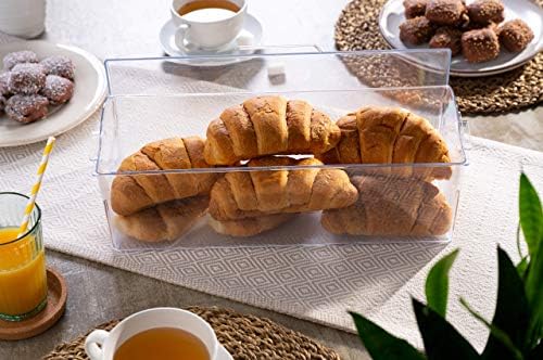 Pikanty Bread Box for Kitchen Countertop - 16 Inch Clear Plastic Storage Container with Hinged Lid, Keeps Loaves, Bagels, Buns, Rolls, Cookies and Crackers Fresh, Dishwasher Safe, Made in USA - Image 4
