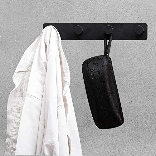 Small Coat Rack Wall Mounted, Black Coat Hooks Adhesive & Screw in, Stainless Steel Wall Hooks for Hanging Hat Towels Clothes, Metal Hook Rail with 4 Round Hangers - Image 6