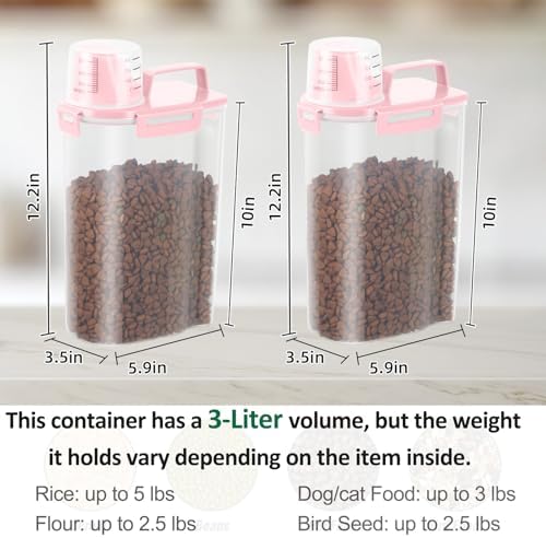 2 Pack 3 Lbs Pet Dog Cat Food Bird Seed Storage Containers for Travel -Pink - Image 2