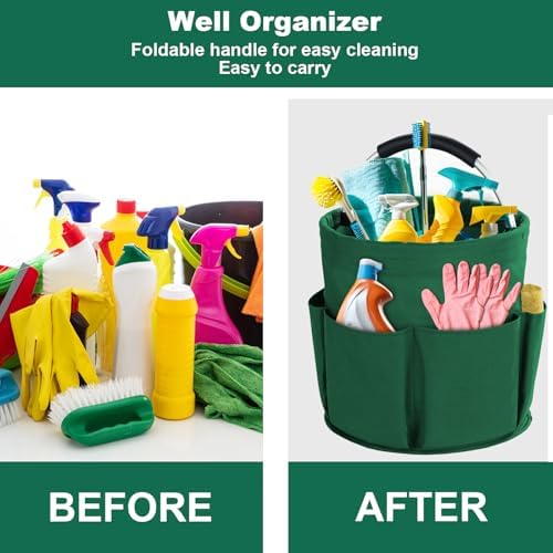 Cleaning Caddy with Handle, Cleaning Supplies Organizer Collapsible Bucket - Image 2