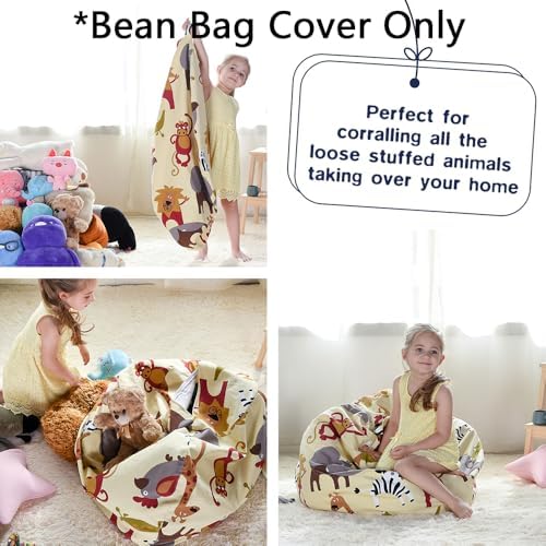 YuppieLife Stuffed Animal Storage Bean Bag Cover, 27" Velvet Toy Organizer - Image 2