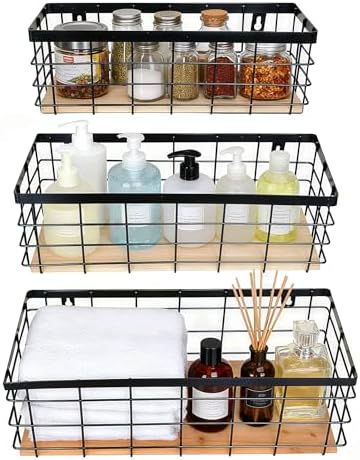 ShabbyDecor Metal Wire Basket for Kitchen Cabinets,Pantry,Bathroom,Set of 3 - Image 5