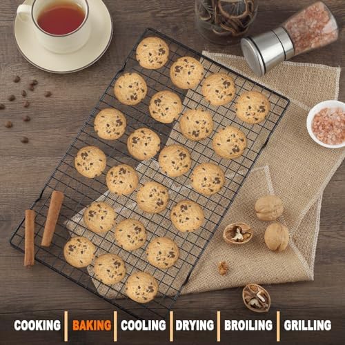 Hunnycook 15.8”×9.8” Cooling Rack, 3P Stainless Steel Baking Rack, Oven Safe Cooling Racks for Cooking and Baking, Black Roasting Rack & Wire Rack & Cookie Cooling Rack for Roasting, Grilling, Drying - Image 6