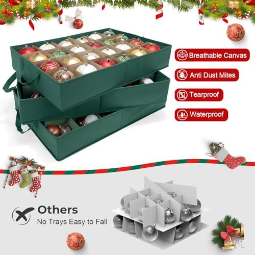 Large Christmas Ornament Storage Box Keeps 72 4" & 3 Individual Trays - Image 2