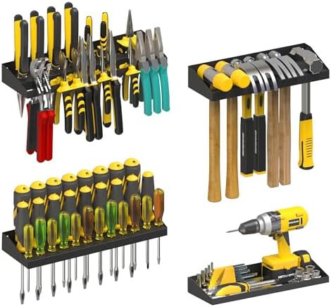 UNITEDPOWER Wall Mount Hand Tool Storage Set, Screwdriver Organizer, Pliers Holder, Hammer Rack, Metal Hardware Tray for Garage Workshop Workbench - 4 Pack by UNITEDTOOLSUNITEDPOWER