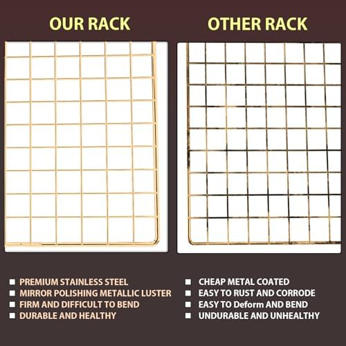 Briout Cooling Rack for Cooking and Baking, 16" x 10" Wire Rack, Gold - Image 4