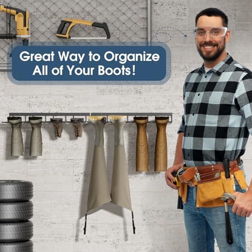 Zacurter Wader Hangers, Metal Wall Mounted Shoe Rack - 4 Pair Boot Organizer for Tall and Cowboy Boots - Entryway and Garage (2 Pack) - Image 2