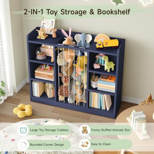 ONBRILL 2-in-1 Toy Storage Organizer with Stuffed Animal Storage, Blue - Image 4