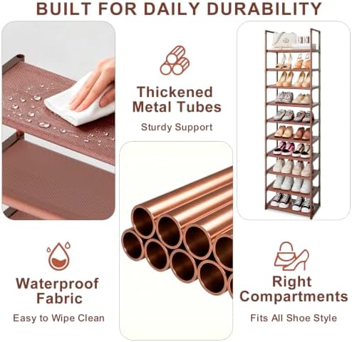 OYREL Shoe Rack, Sturdy Metal Space Saving Tall Stackable Shoes Organizer - Image 5