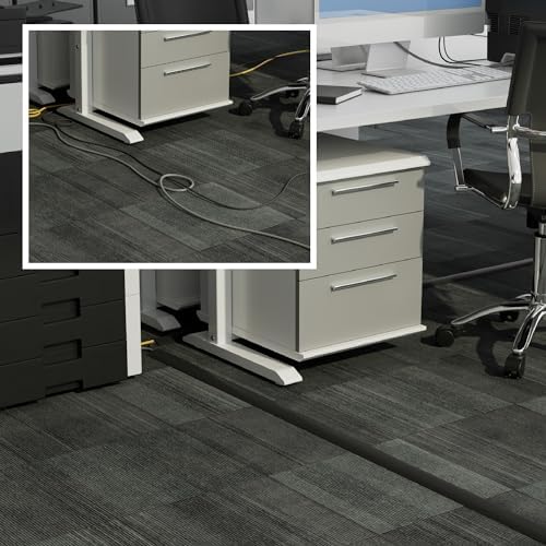 D-Line 6ft Floor Cord Cover, Cable Protector, Hide Extension Cords, Protect Cords, Prevent Cable Trips, Heavy Duty Cord Hider - Cable Cavity : 0.63" (W) x 0.31" (H) - Black (Pack of 4) - Image 4