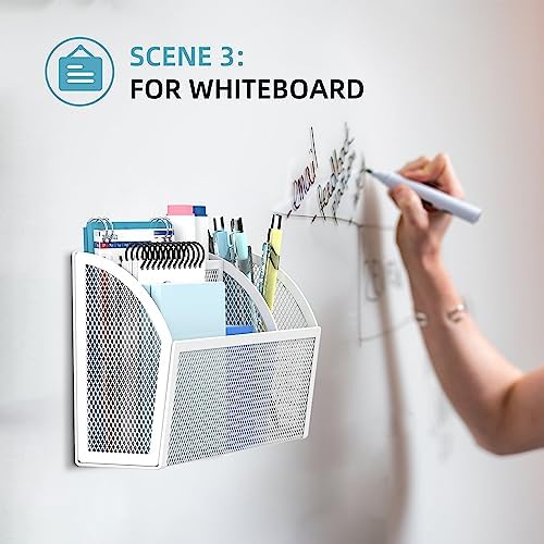 3-Grid Magnetic Pencil Holder, Strong Magnet Locker Organizer, White - Image 6