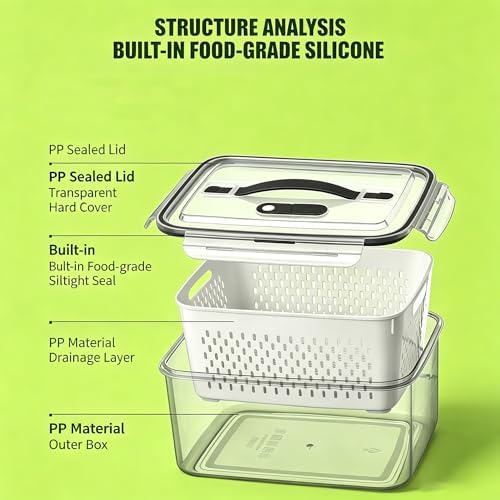 5 Pack Fruit Storage Containers for Fridge, Plastic Food Storage Container - Image 2