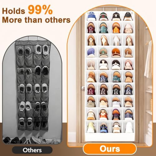 UVIAHOMI 30-40 Pairs Over the Door Shoe Organizer, 10-Tier Door Shoes Rack - Image 4