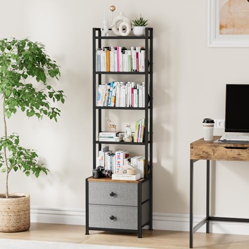 CD Storage Rack with Drawer, 5-Tier Media Storage Shelf - Image 6
