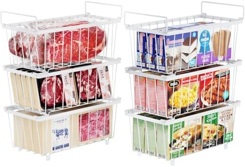 iSPECLE Deep Freezer Organizer Bins - Small Baskets for 7 Cu.Ft, 6 Pack by iSPECLE
