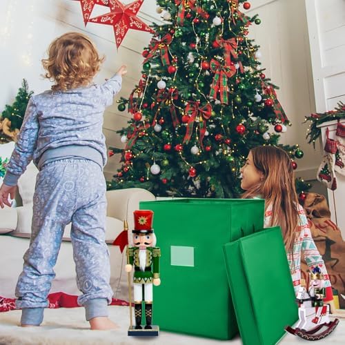 Christmas Nutcracker and Figurine Collectible Storage Box, Fits 9 Holiday Ornaments, Stores Up to 16" Tall Ornaments, Holiday Decor Organizer with Dividers, Nutcracker not Included(Green) - Image 6