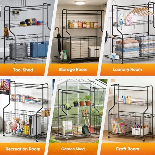 Sports Equipment Organizer Heavy Duty Rolling Garage Storage Rack - Image 7