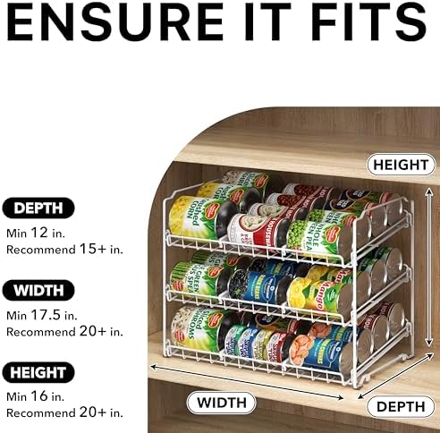 Simple Houseware 3-Tier Stackable Can Organizer Rack Hold 36 Cans, White - Image 4