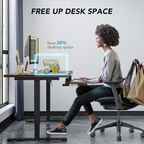AX WABER Keyboard Tray Under Desk Pull Out with Extra Sturdy C Clamp Mount System, 27.3 (32.5 inch Including Clamps) x 11 Inch Slide-Out Platform Computer Drawer for Typing Vintage AX01WG02 - Image 3
