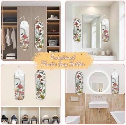 2 Pcs Mushroom Plastic Bag Holder, Wall Mount Grocery Bag Holder - Image 6