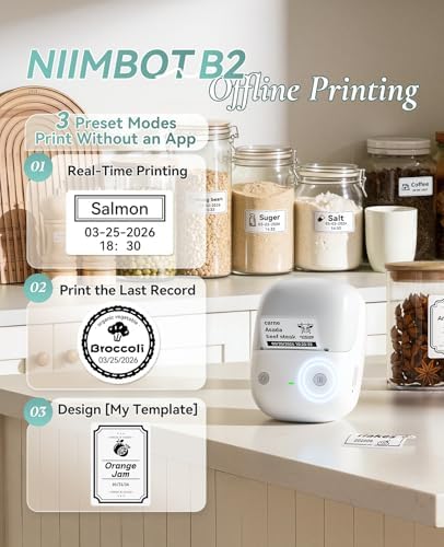 NIIMBOT B2 Label Maker Machine with Tape for Home Office, Gray White - Image 2