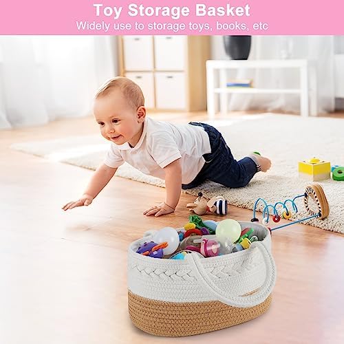 ABenkle Baby Diaper Caddy Organizer, Cotton Rope Nursery Storage Basket - Image 6