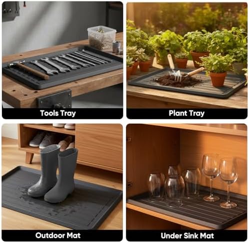 HIYARD Rubber Boot Tray for Entryway, Multipurpose Boot Mat, Shoe Tray, Shoe Mat for Indoor and Outdoor, 16x47, Black - Image 4