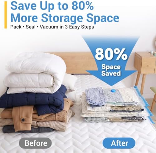 Fygrip 80% Space Saver Vacuum Storage Bags with Hand Pump, 10 Large - Image 2