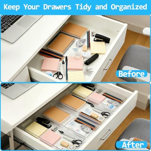 Manalete 8 Pcs Large Clear Plastic Drawer Organizer,12"x6" Vanity Organizer - Image 5