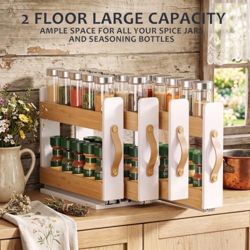 Yookeer Bamboo Pull Out Spice Rack for Cabinet, 11.8" W,4 Drawers - Image 5