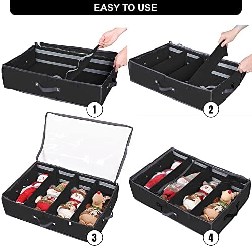 ProPik 2 Pack Christmas Figures Storage Box | Each Holds 4 Holiday Figurines up to 16” | Adjustable Nutcracker Decor Ornament Storage Container | Xmas Decorations Accessories Boxes (Black) - Image 3