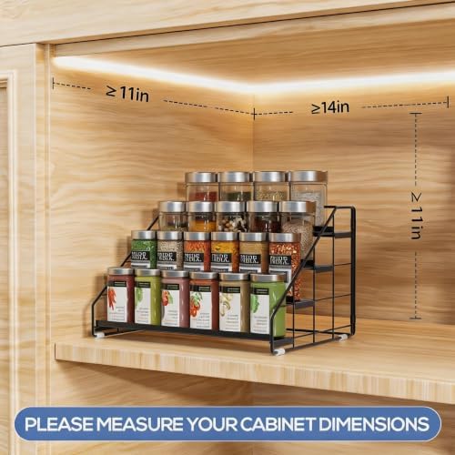 Spice Rack Organizer for Cabinet, 4 Tiered Spice Rack Organizer, Tiered Adjustable Spice Shelf for Kitchen Countertop Organization, Bright Black - Image 2