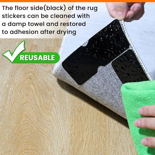 Reusable Rug Tape Grippers for Hardwood Floors No Damage,Non Slip Pads 24Pc - Image 6
