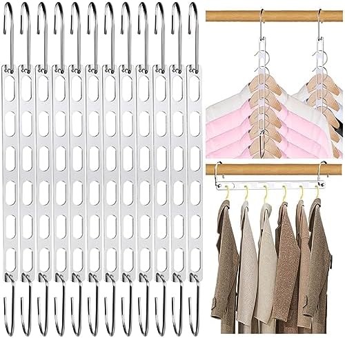 12 Pack Space Saving Hangers for Clothes: Collapsible Metal Hanger by NAKBINX