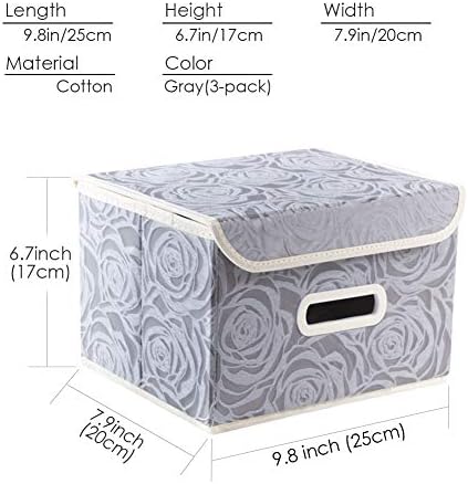 PRANDOM Collapsible Storage Boxes with Lids Fabric Decorative Storage Bins Cubes Organizer Containers Baskets with Cover Handles Divider for Bedroom Closet Living Room 9.8x7.9x6.7 Inch 3 Pack - Image 6
