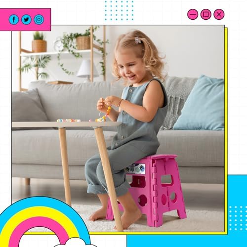 Delxo Folding Step Stool 13 Inch,300 Lbs Step Stool for Adults Pink - Image 4