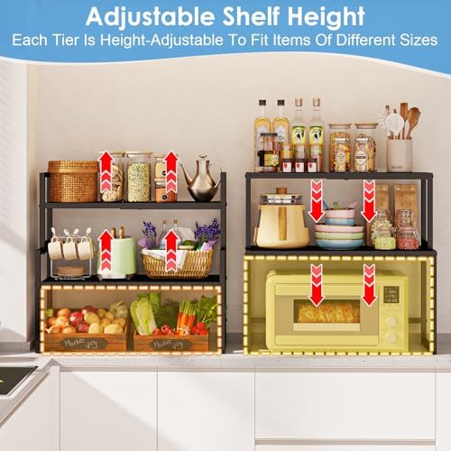 2 Pack Expandable Cabinet Countertop Shelves (Small + Large), Heavy Duty Metal Shelves Organizers For Kitchen Cabinet Countertop Storage, Adjustable Storage Shelf Organizer For Kitchen Cabinet Pantry - Image 7