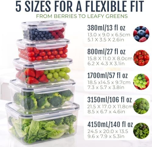 Fruit Storage Containers for Fridge: 5 PCS with Removable Colander, Handle - Image 2
