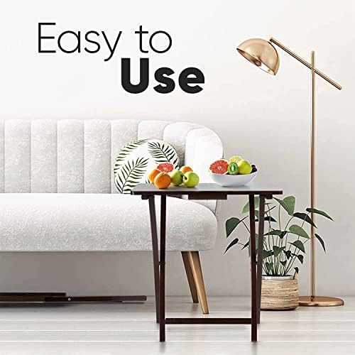 PJ Wood - Folding TV Tray Set of 2 - Espresso Wood Tables - Image 5