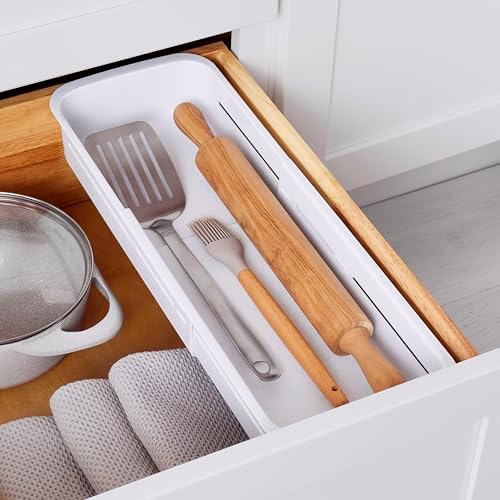 YouCopia DrawerFit® Sliding Drawer Bin, Expandable and Adjustable Kitchen Storage Organizer, Speckled White by YouCopia