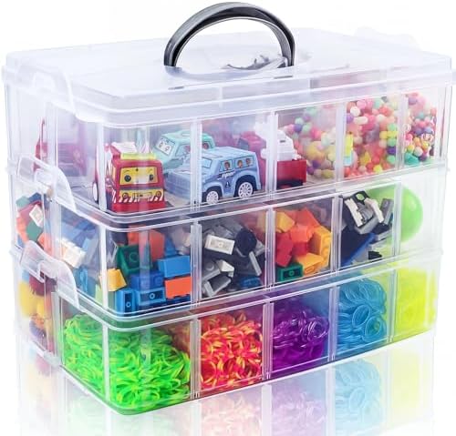Bead Organizer 3 Tier 30 grid Stackable Craft Tackle Storage Container by SGHUO