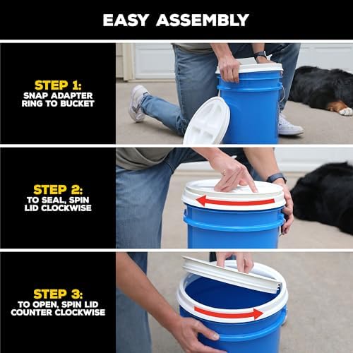Gamma2 Gamma Seal Lid – Turn your standard utility bucket into an airtight storage container – Fits a 3.5 to 7 Gallon Bucket - Blue, Made in USA - Image 5