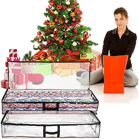 ProPik Wrapping Paper Box | Underbed Gift Wrap Storage & Organizer | 41”x14”x6” Fits 18-24 Rolls Up to 40” Long Roll | Holder for Ribbon, Bows and Accessories 2 Pack (Black) - Image 7