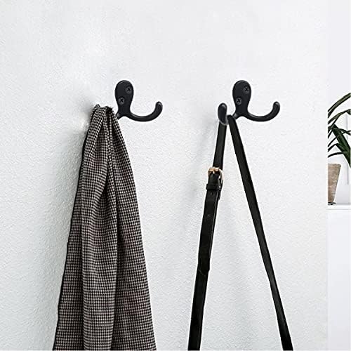 Coat Hooks Hardware, 10Pcs Wall Hooks Heavy Duty Hooks for Hanging Coats No Rust Double Robe Hook Wall Mounted for Key Towel Bags Cup Hat (Black) - Image 3