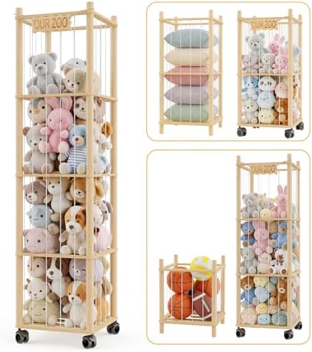 DIY Stuffed Animal Storage Kit, Adjustable 1–4 Tier Stuffed Animal Organizer with Wheels, Large Plushies Storage for Playroom, Bedroom & Nursery, Designed for Growing Toy Collections by Unknown