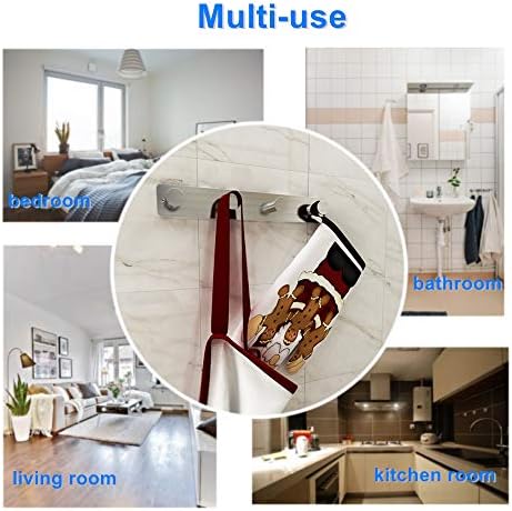 Small Coat Rack Hooks for Wall, Screw in and Adhesive Hooks, Stainless Steel, Door Hooks with 4 Heavy Duty Hooks for Coat Hat Towel Key (4 Hooks, Silver) - Image 6